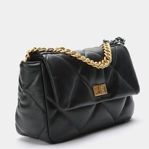 Elegant Black and Gold Quilted Women's Bag